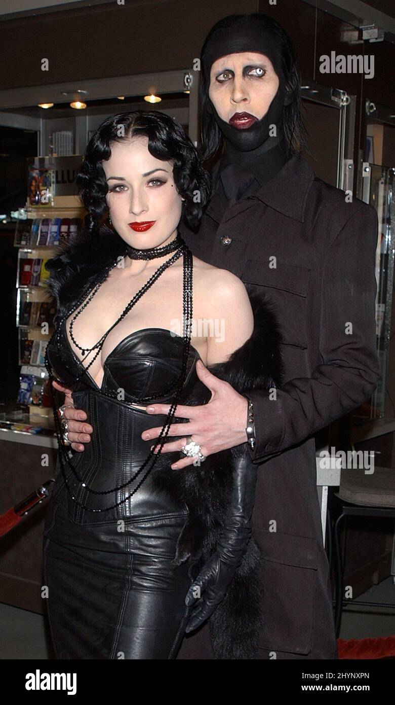 Marilyn Manson & Dita Von Teese attend the 'Resident Evil' Premiere at The Mann Chinese Theatre, Hollywood. Picture: UK Press Stock Photo