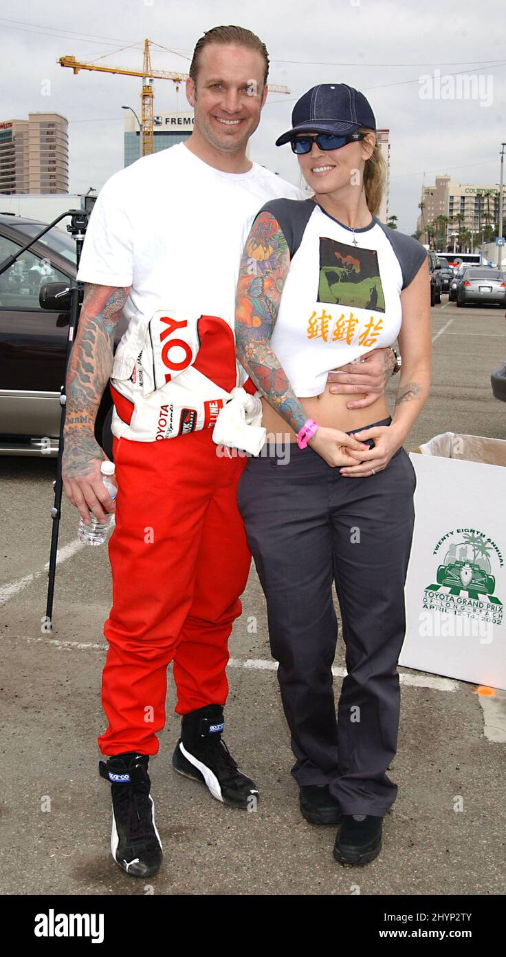 JESSE JAMES & WIFE JANINE ATTEND THE 27TH ANNUAL TOYOTA GRAND PRIX IN LONG BEACH, CALIFORNIA PICTURE: UK PRESS Stock Photo