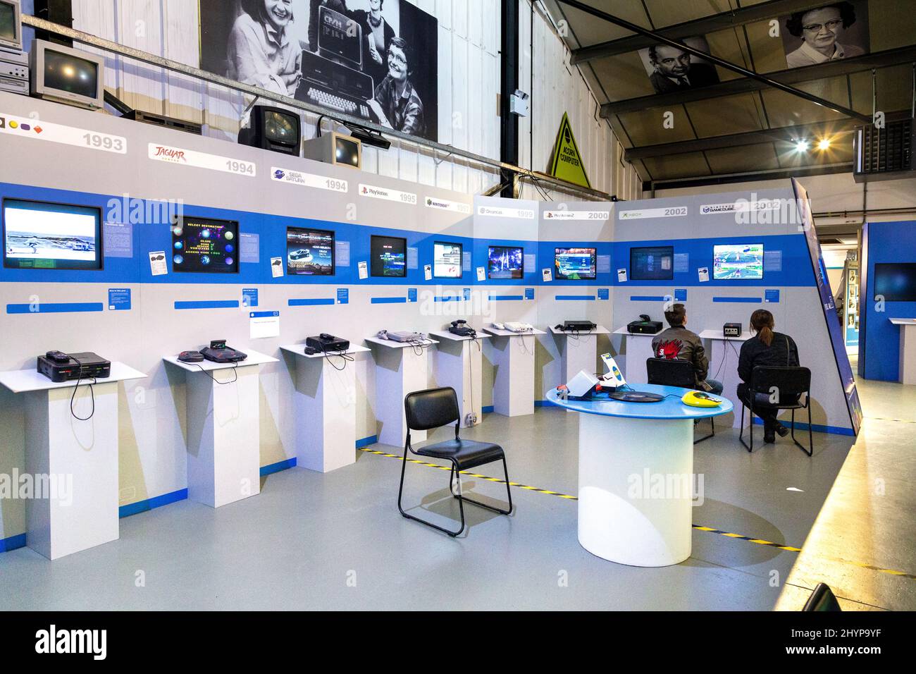 Exhibition of historic gaming consoles at the Centre for Computing History, Cambridge, UK Stock Photo