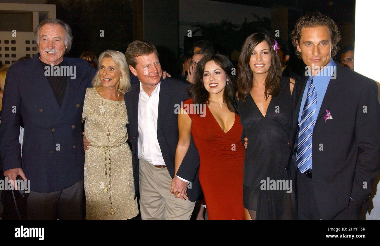 MATTHEW McCONAUGHEY, DATE MICHELLE, BROTHER ROOSTER WITH DATE ERICA, MOTHER KAY & HER FIANCE CJ