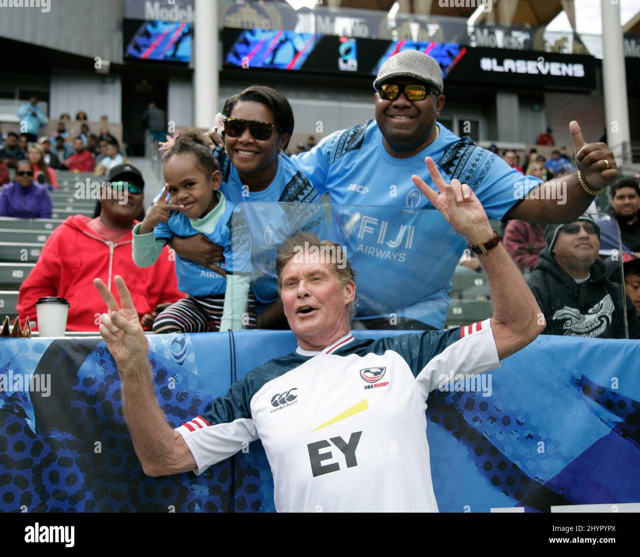David Hasselhoff attends the 2020 HSBC World Rugby Sevens Series at Dignity Health Sports Park in Carson, CA. on March 1, 2020 Stock Photo