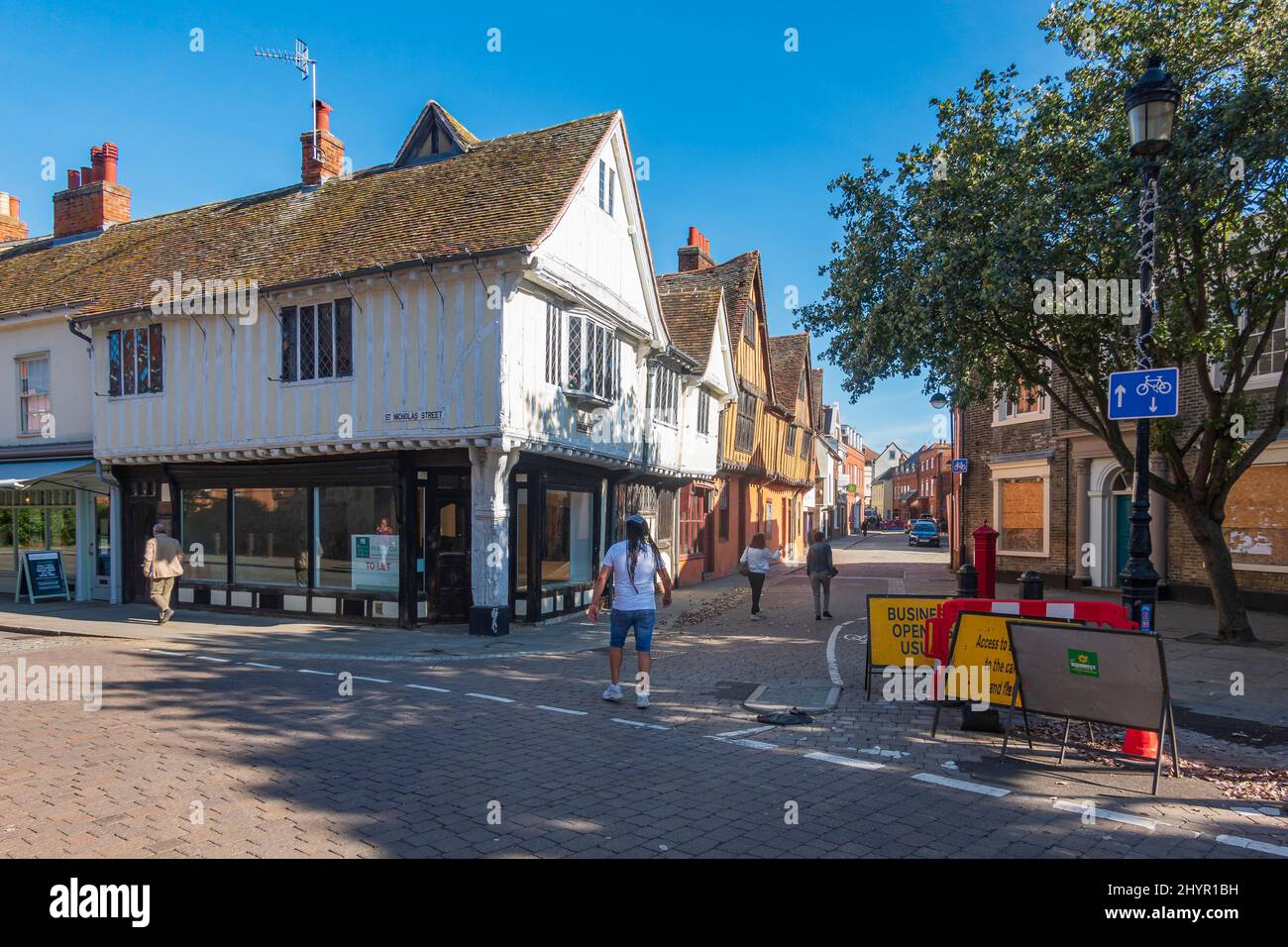 A warm autumn day during Covid in Ipswich Town Centre busy with visitors, Suffolk, UK Stock Photo