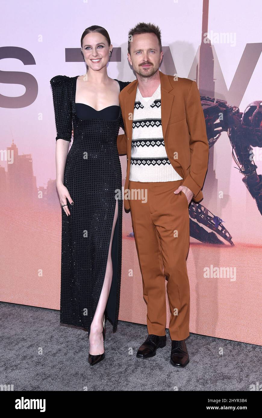 Evan Rachel Wood and Aaron Paul at the 'Westwood' season 3 Los Angeles premiere held at the TCL Chinese Theatre Stock Photo