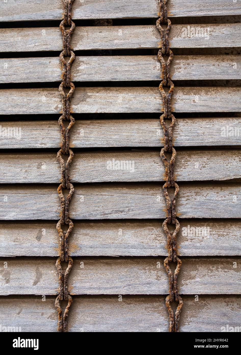 Old weathered wooden window blinds abstract Stock Photo