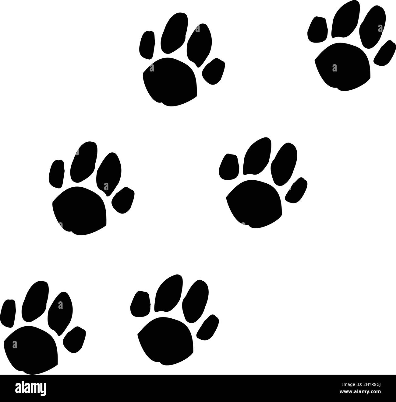 Animal tracks. Paw prints of cats and dogs. Editable vectors. Stock Vector