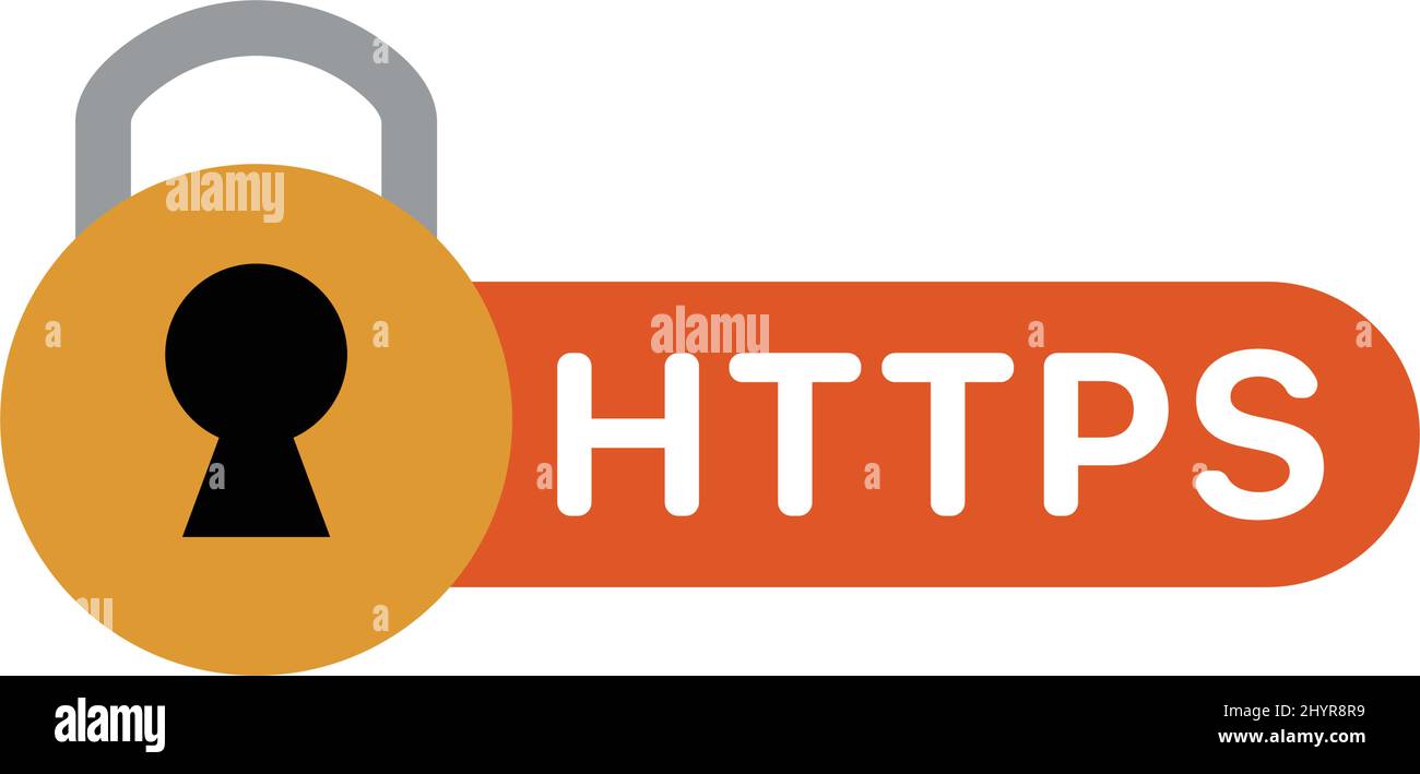 Padlock and HTTPS logo. Editable vector. Stock Vector