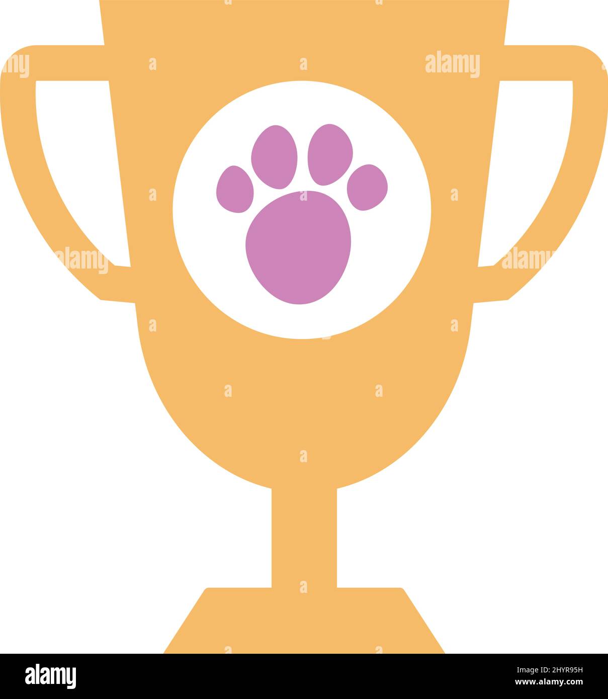 Trophy with paw print. Animal award. Editable vector Stock Vector Image