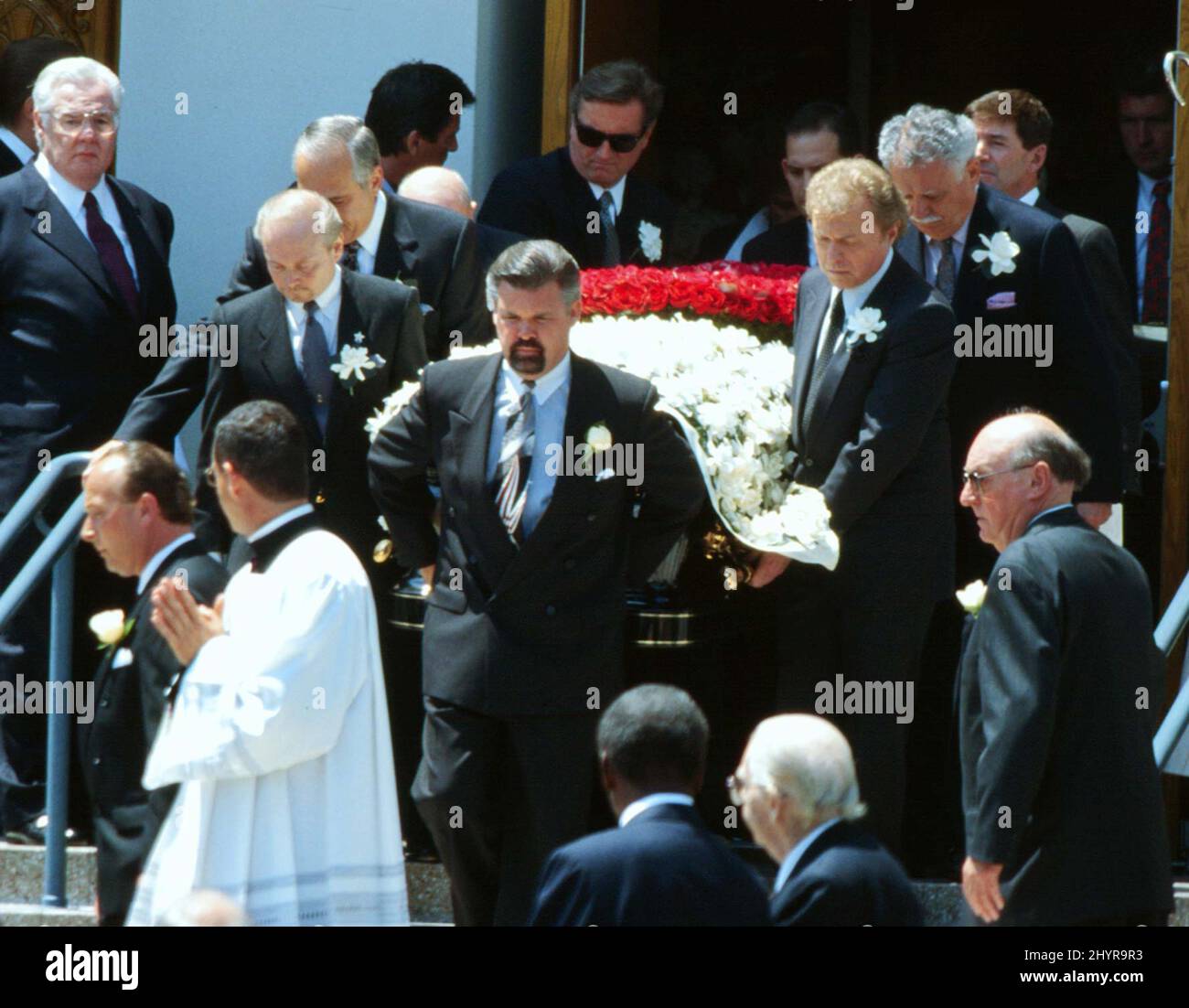 Frank Sinatra's Casket at Frank Sinatra's funeral held at Good Shepherd Catholic Church on May 20,1998 in Beverly Hills, CA. Stock Photo