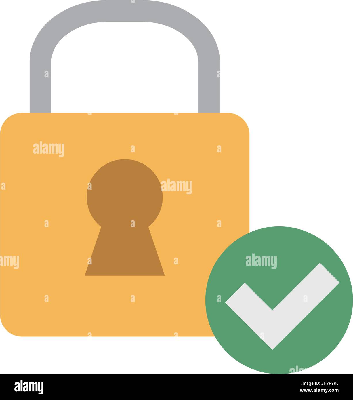 Padlock and check mark. Security and authentication. Vector. Editable vector. Stock Vector