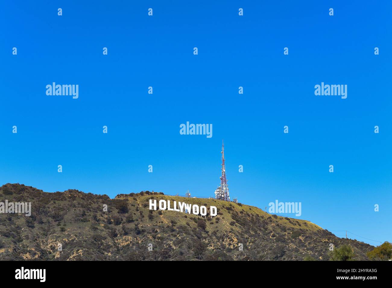 Hollywood Sign during the Hollywood Covid 19 lockdown on April 11, 2020 in Hollywood, CA. Stock Photo