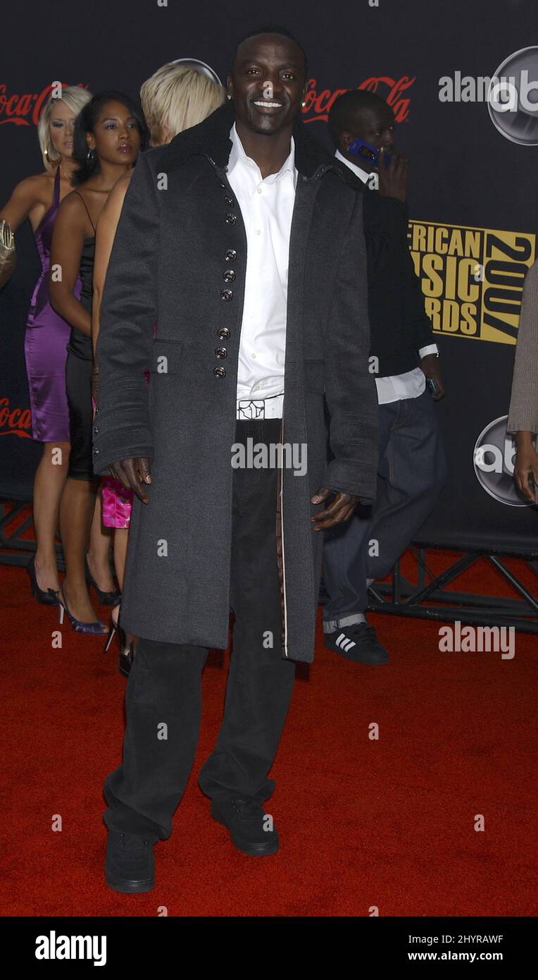 Akon attends the 2007 American Music Awards held at the Nokia Theatre in Los Angeles. Stock Photo