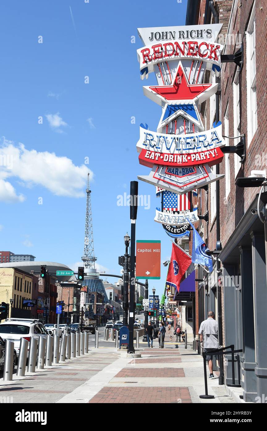John Rich is the first to reopen his Redneck Riviera Bar & BBQ on lower Broadway in Nashville, TN. on March 11, 2020. Stock Photo