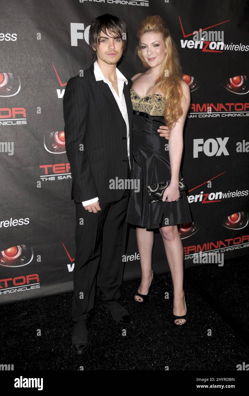 Thomas Dekker and Sydney Freggiaro attend Terminator: The Sarah Connor Chronicles Premiere, held at the Cinerama Dome, Hollywood, California Stock Photo