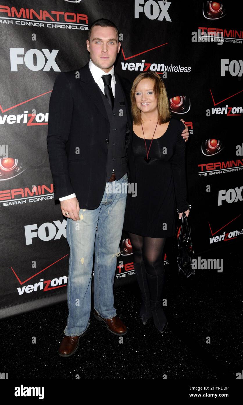 Owain Yeoman and Lucy Davis attend Terminator: The Sarah Connor Chronicles Premiere, held at the Cinerama Dome, Hollywood, California Stock Photo