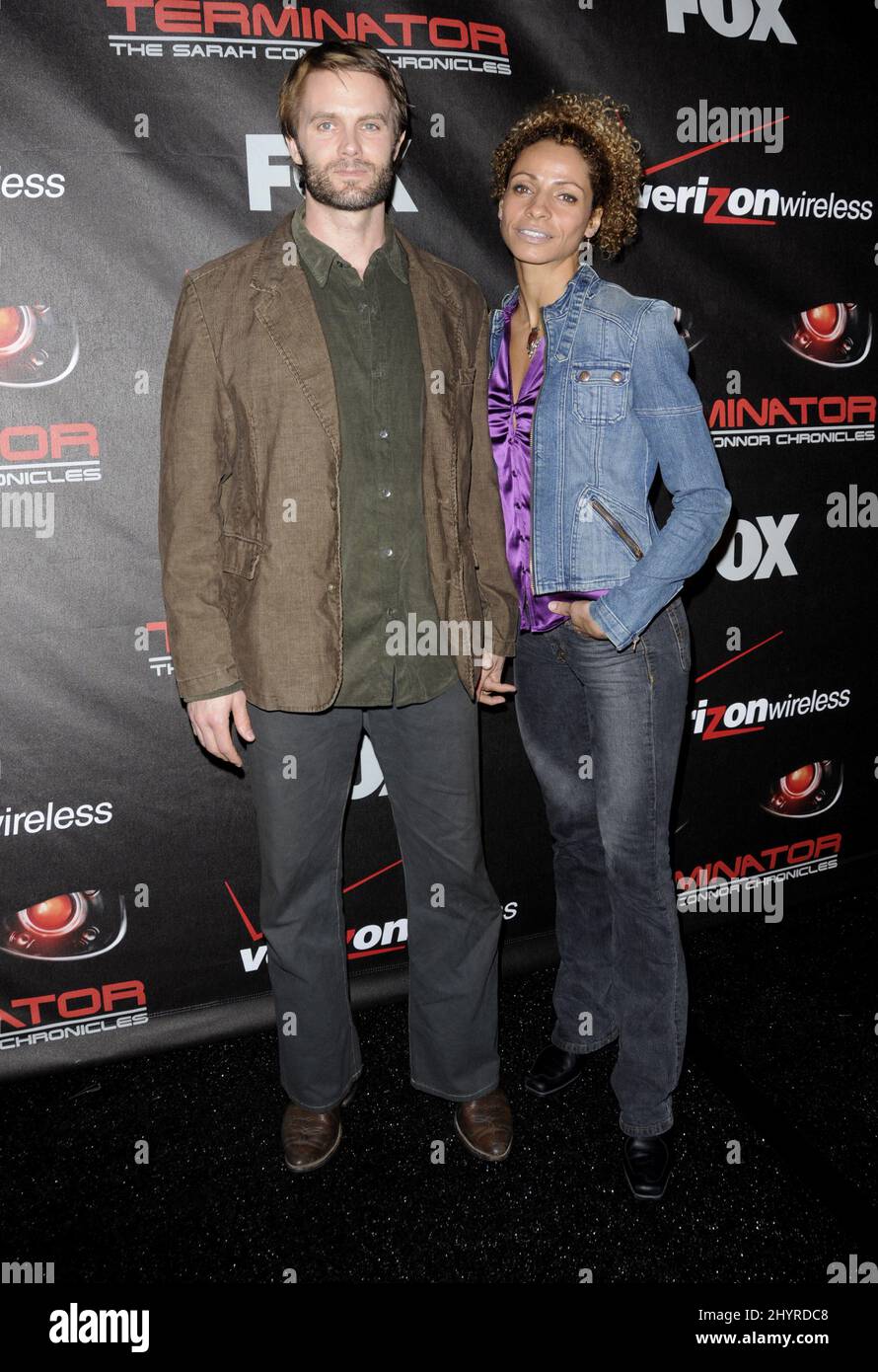 Garret Dillahunt and wife Michelle Hurd attend Terminator: The Sarah Connor Chronicles Premiere, held at the Cinerama Dome, Hollywood, California Stock Photo