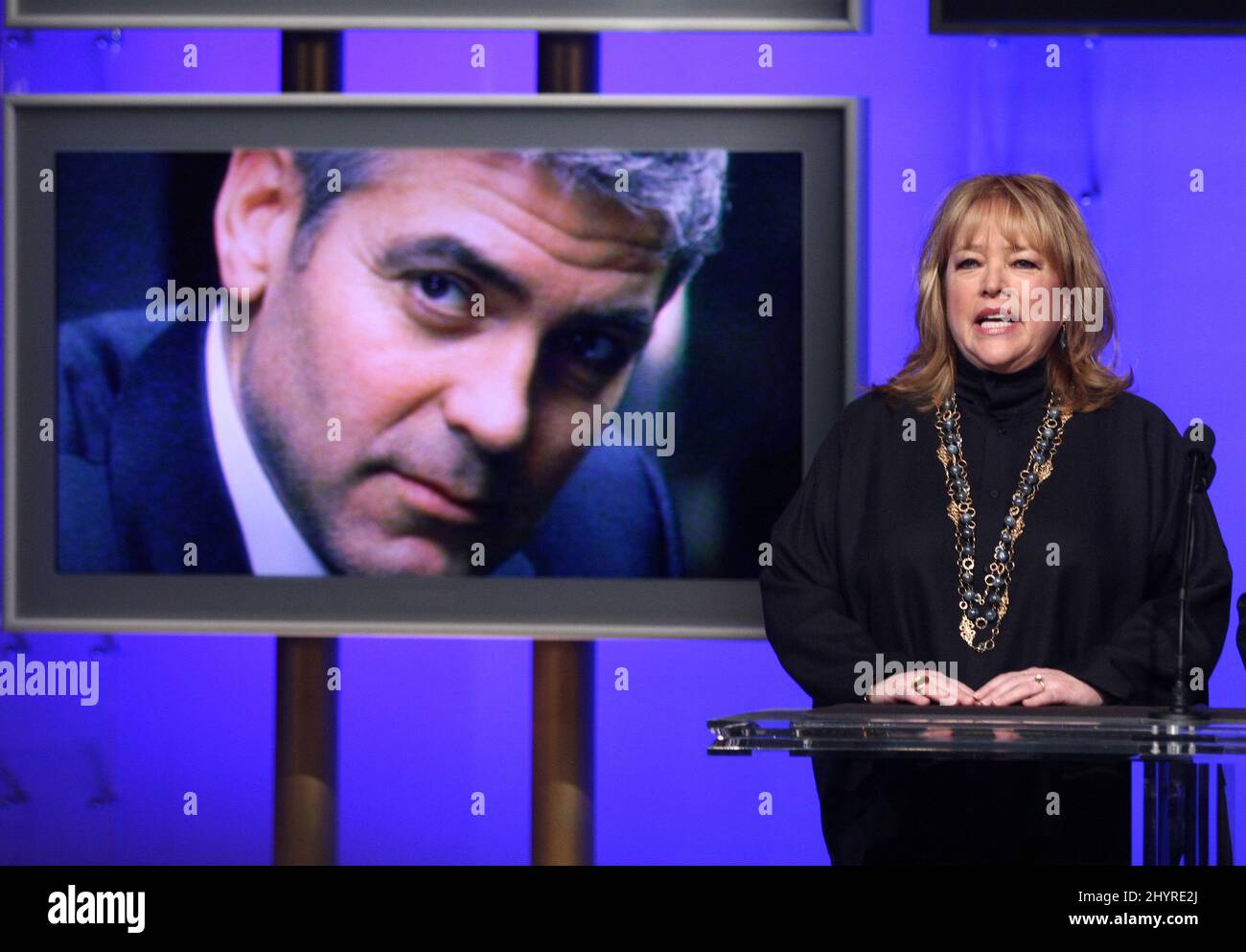 Academy of Motion Picture Arts and Sciences President Sid Ganis and actress Kathy Bates announcing the nominees for the 80th Academy Awards in Beverly Hills, CA. Stock Photo