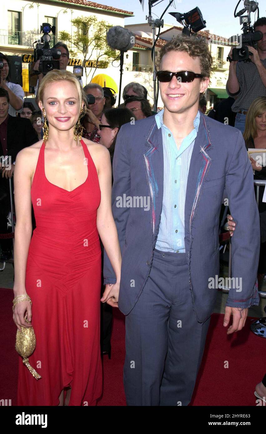 Heath Ledger and Heather Graham attend 'A Knight's Tale' premiere in Westwood, CA. Stock Photo