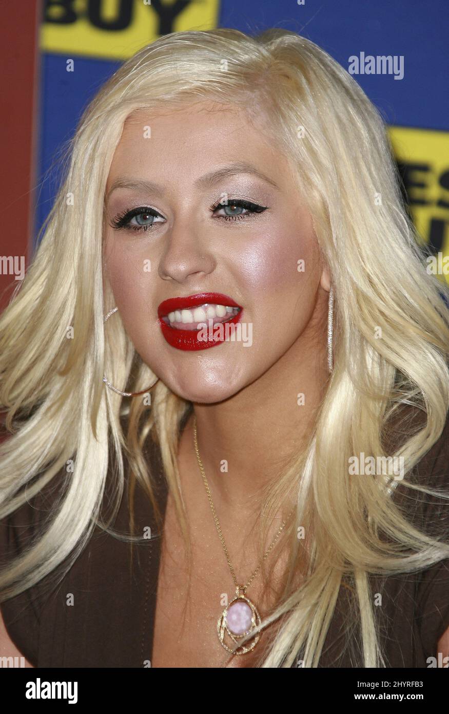 Christina Aguilera signs copies of her new DVD Back To Basics, Live And Down Under at the Best Buy store in West Hollywood, Los Angeles. Stock Photo