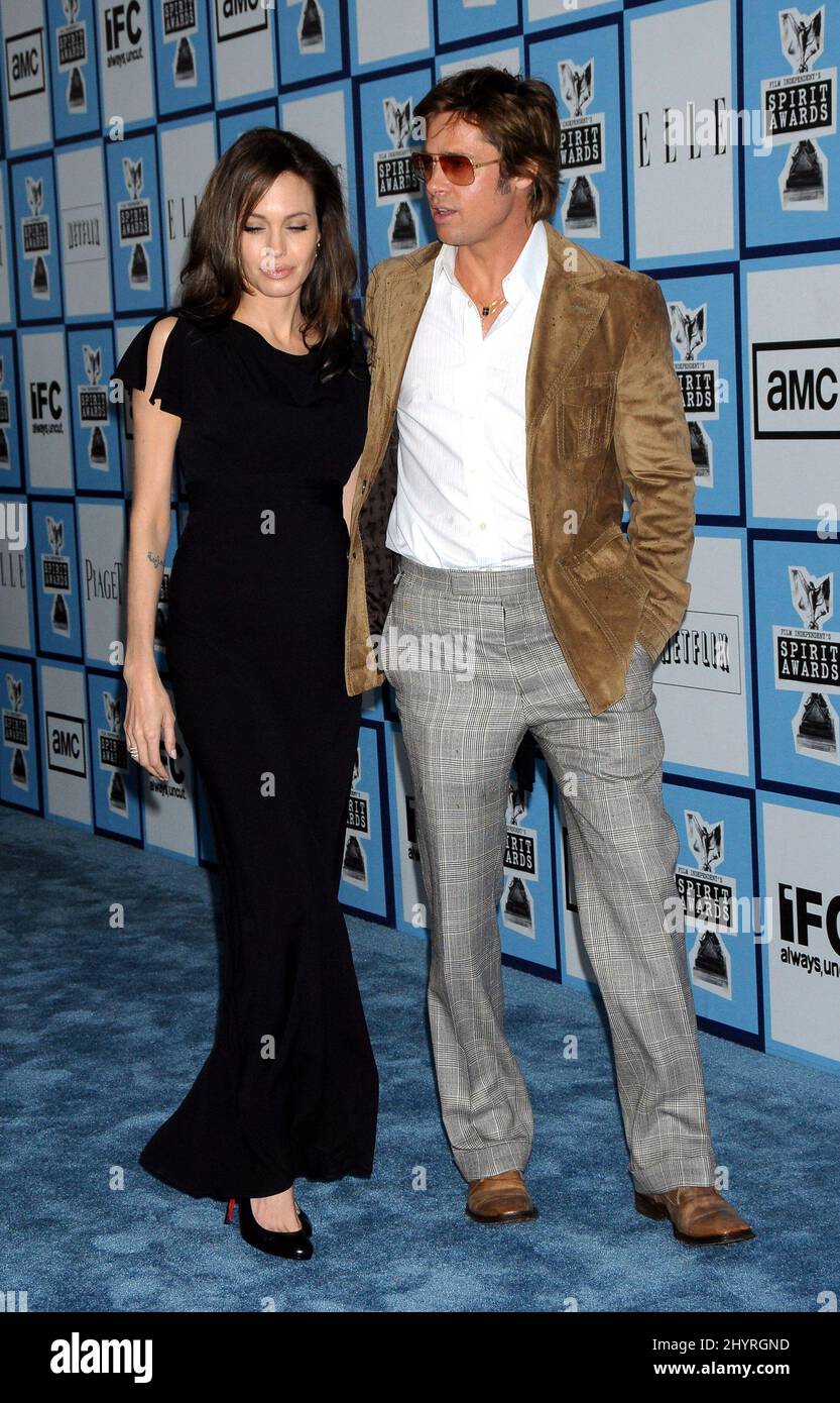 Angelina Jolie and Brad Pitt attend the 2008 Film Independent Spirit