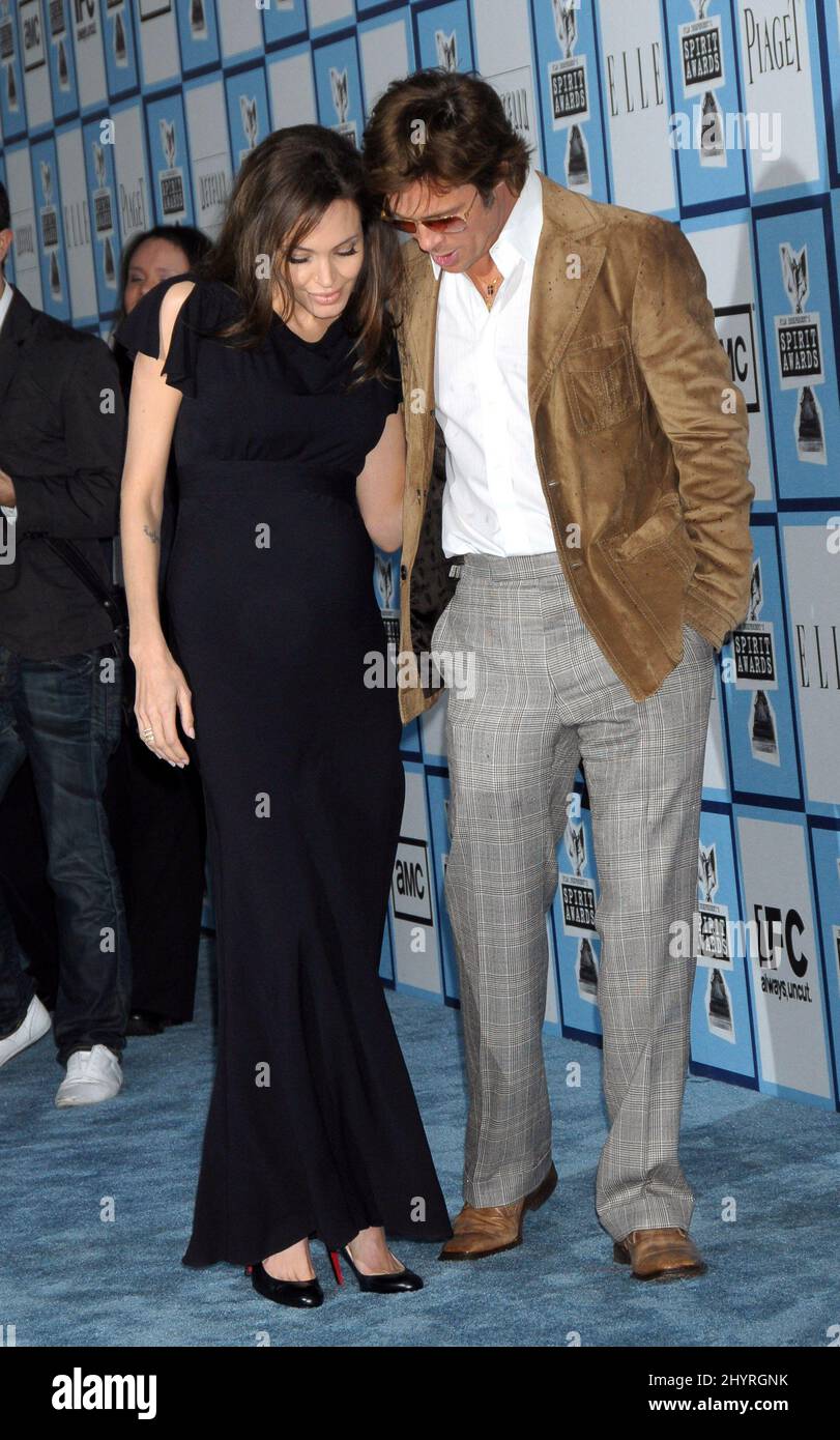 Angelina Jolie and Brad Pitt attend the 2008 Film Independent Spirit