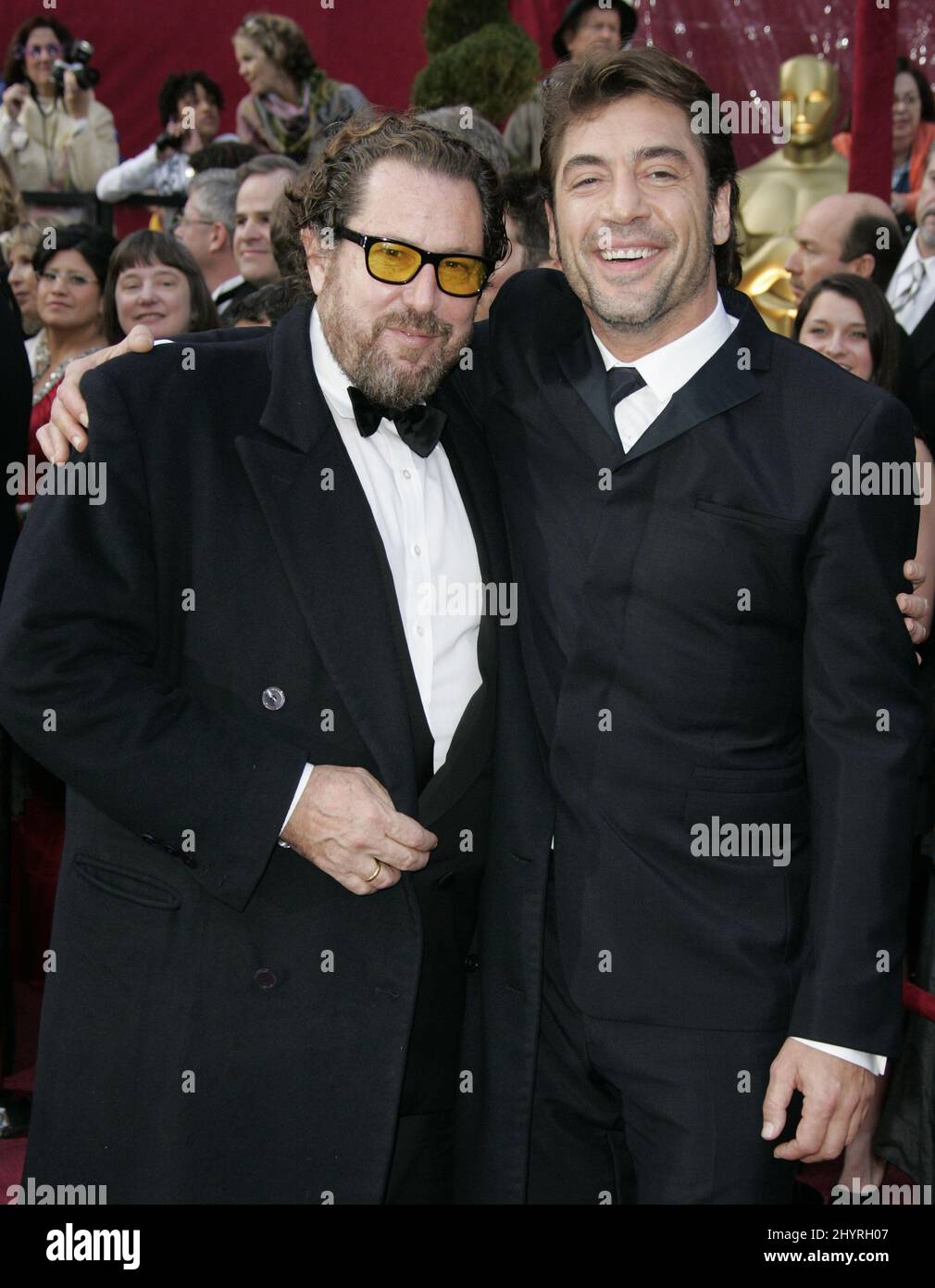 Julian Schnabel and Javier Bardem arrive at the 80th Annual Academy Awards (oscars) in Hollywood, California. Stock Photo