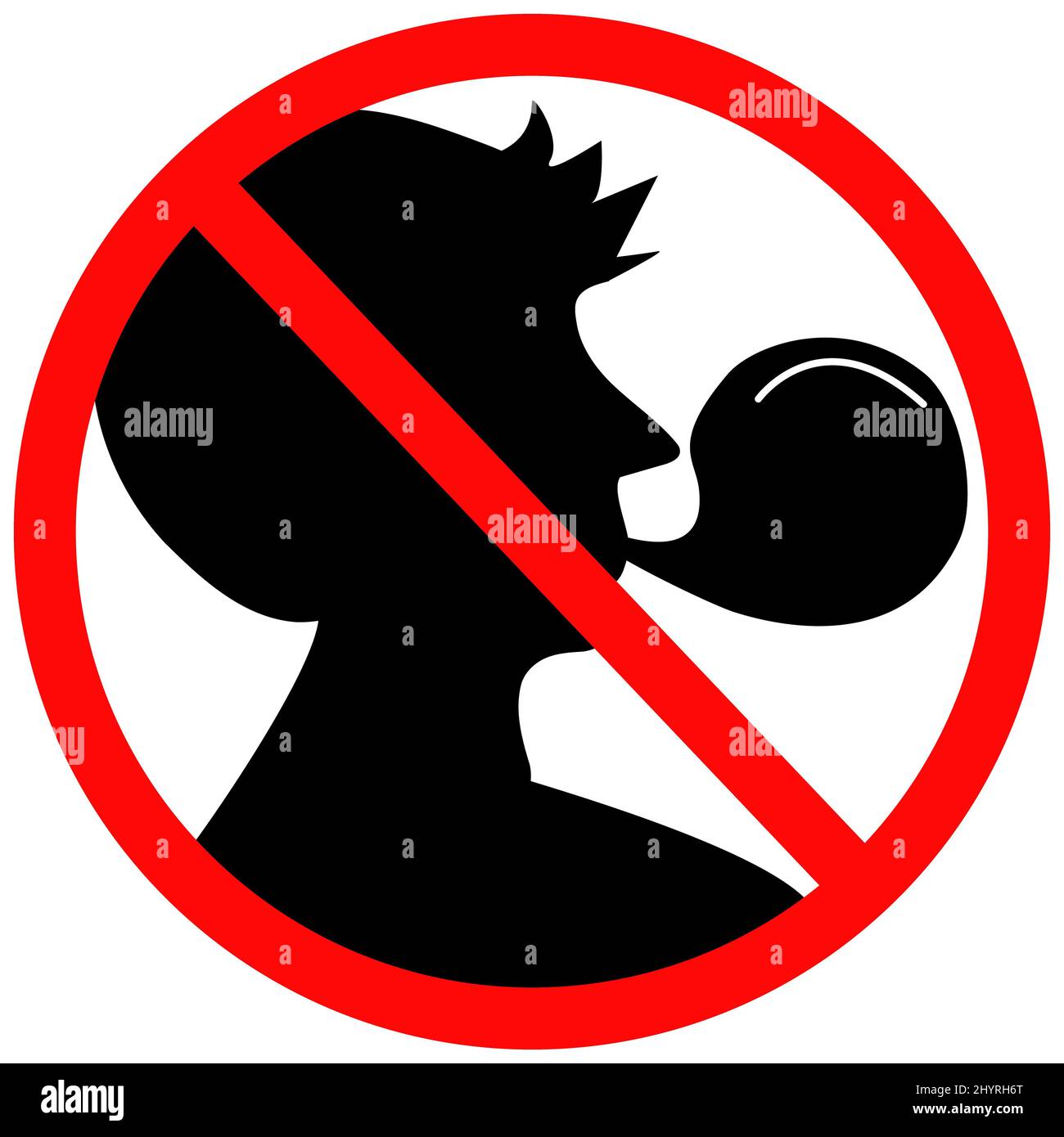 no chewing gum forbidden sign. bubble gum prohibited symbol. no bubble
