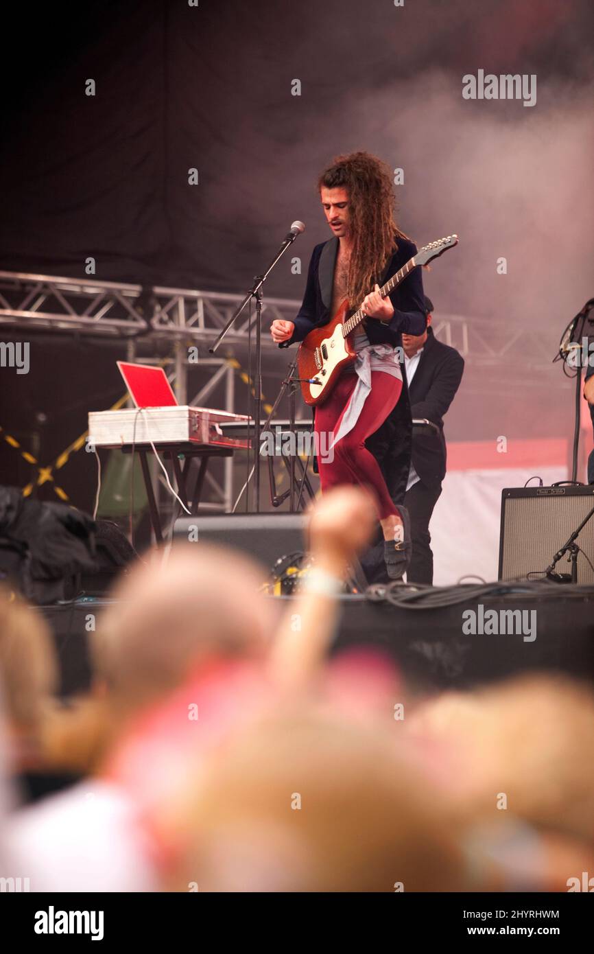 King Charles, rock guitarist, playing at a festival in Latvia 16/11/2011 Stock Photo