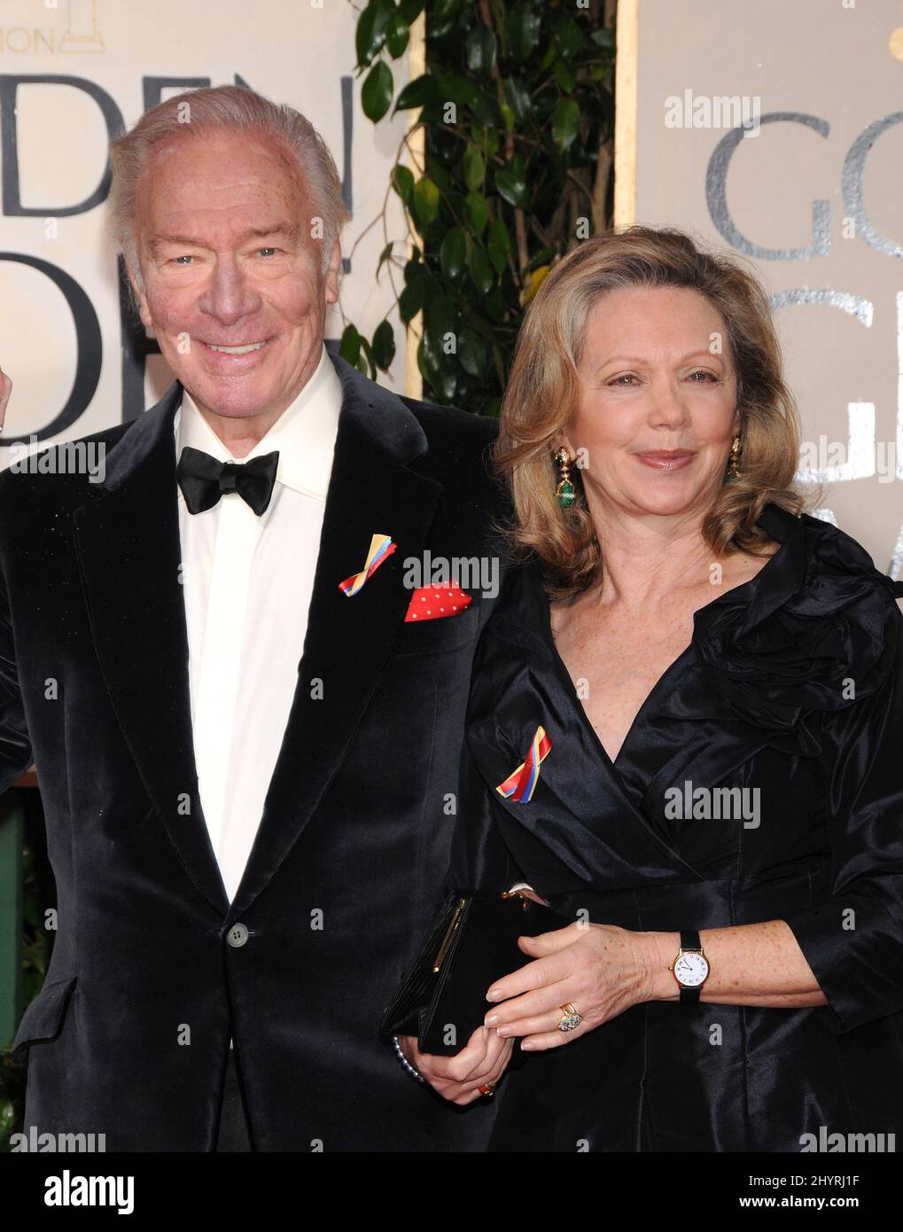 FILE PHOTO: Christopher Plummer, the Canadian-born actor who starred in The Sound of Music died on Friday morning at his home in Connecticut. He was 91. January 17, 2010 Beverly Hills, Ca. Christopher Plummer and wife Elaine Taylor The 67th Annual Golden Globe Awards Held at the Beverly Hilton Hotel Stock Photo