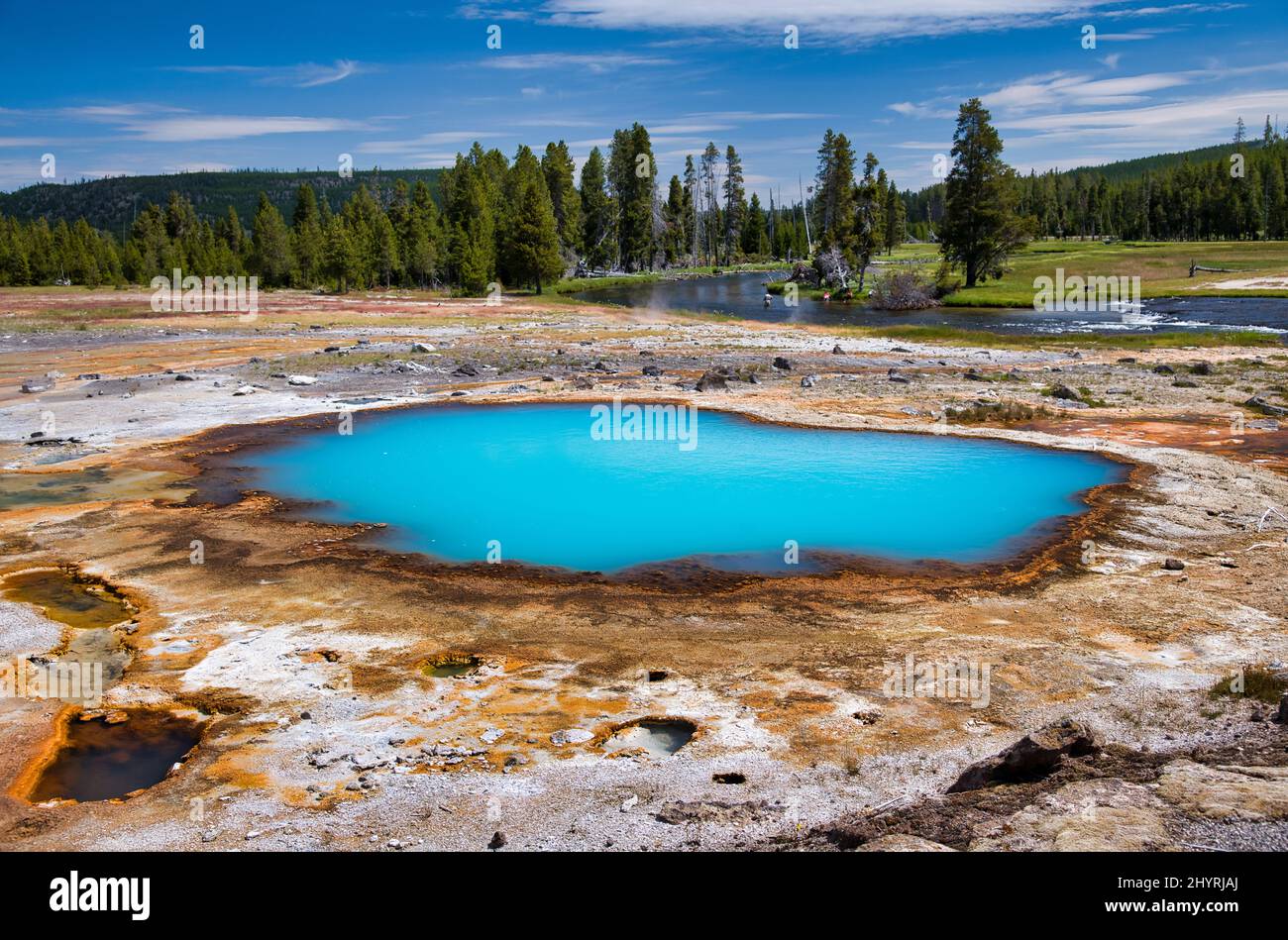 Black Opal Pool in Biscuit Basin, Yellowstone National Park, Wyoming. Stock Photo