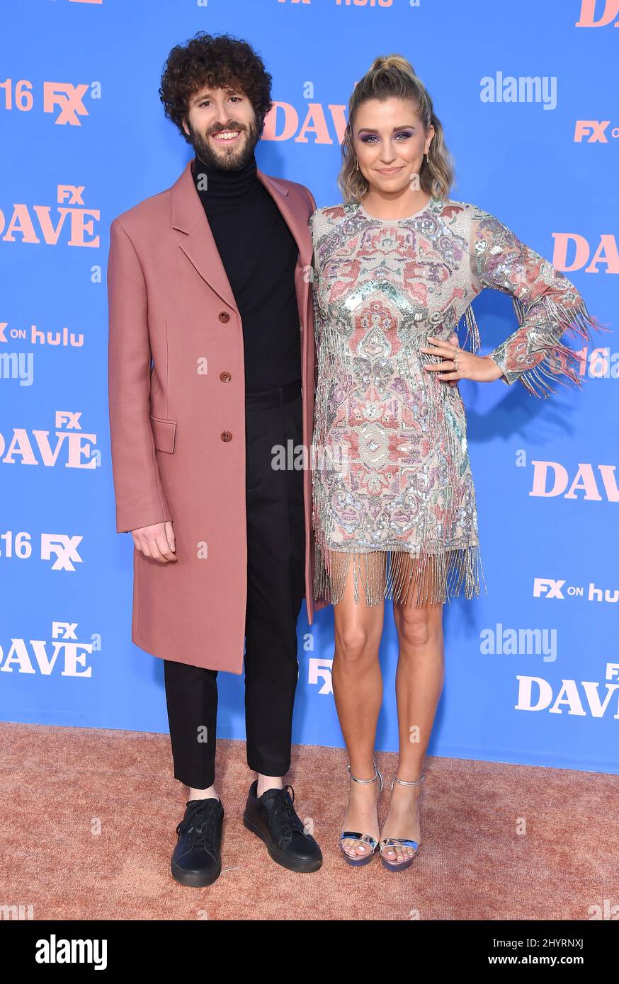 Dave Burd and Taylor Misiak arriving to the ¢€˜Dave¢€™ Season 2 Premiere at The Greek Theatre on