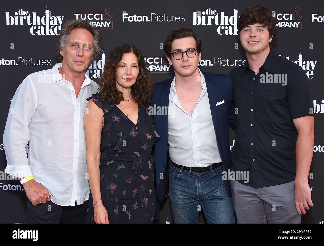 William Fichtner, Kymberly Kalil, Sam Fichtner and Van Fitchner arriving to €'The Birthday Cake' Los Angeles Premiere at Fine Arts Theatre on June 16, 2021 in Los Angeles, CA. Stock Photo