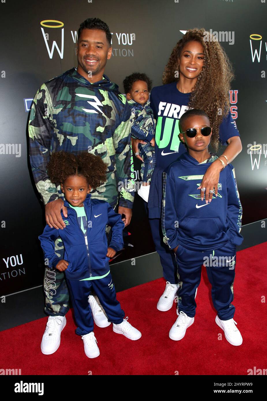 Russell Wilson, Ciara & children attending Russell Wilson & Ciara