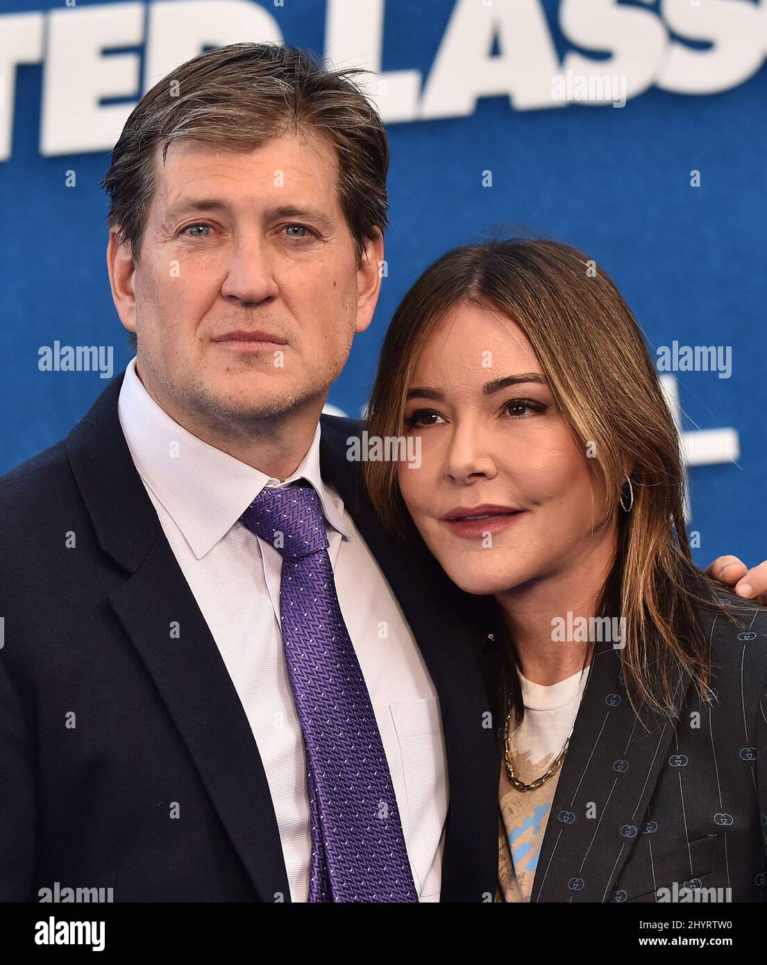 Bill Lawrence and Christa Miller arriving to the Ted Lasso' Season 2 ...