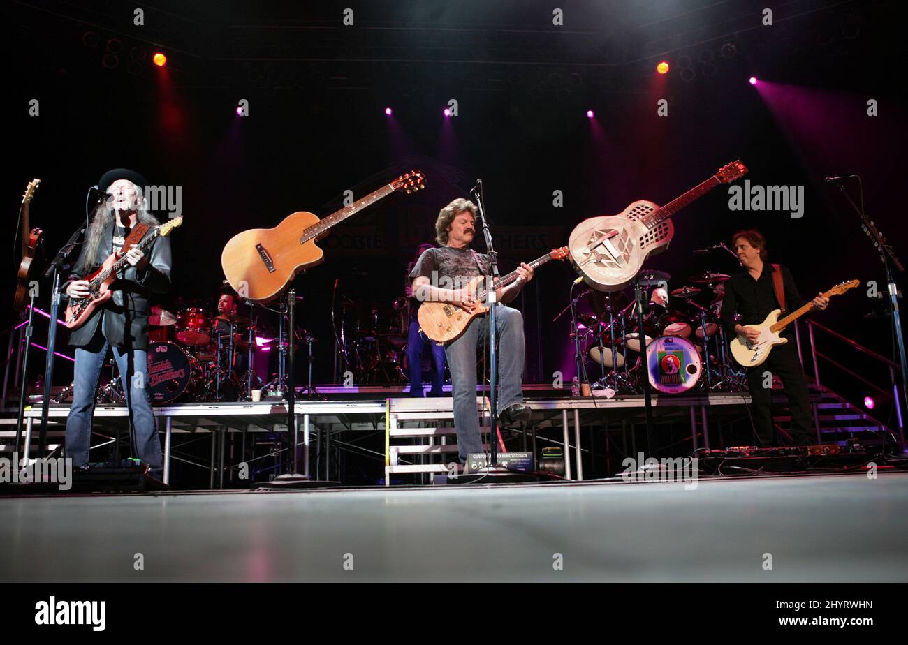 The Doobie Brothers performing at the Chicago and Doobie Brothers 2008 Summer Tour held at the Bethel Woods Center, New York. Stock Photo
