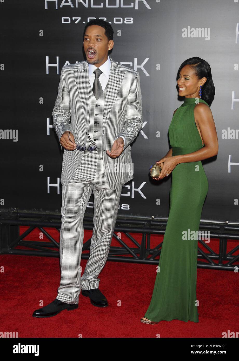 Will Smith and Jada Pinkett Smith attending the Hancock premiere at ...