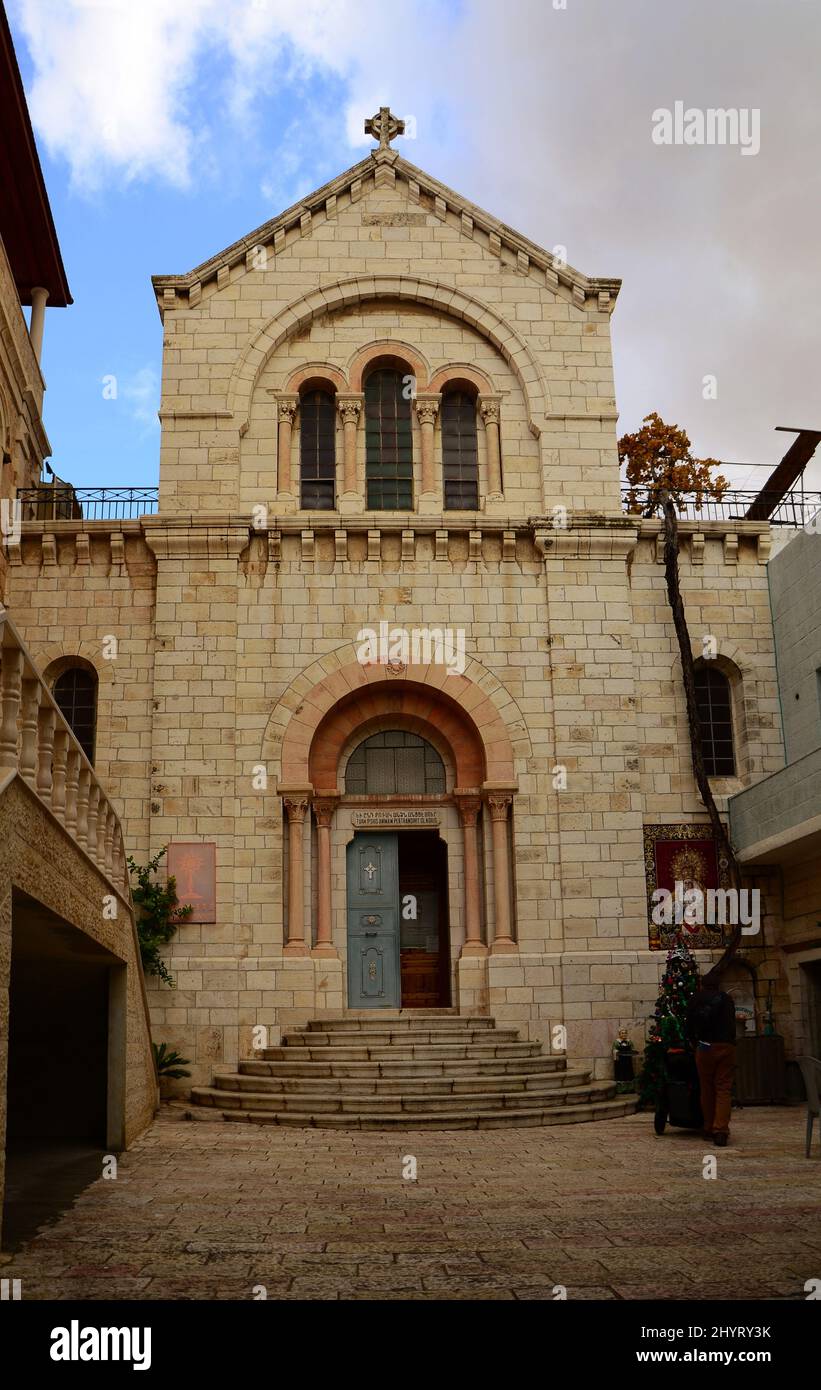 Facade of Armenian Church Of Our Lady Of The Spasm. Jerusalem, Israel Stock Photo