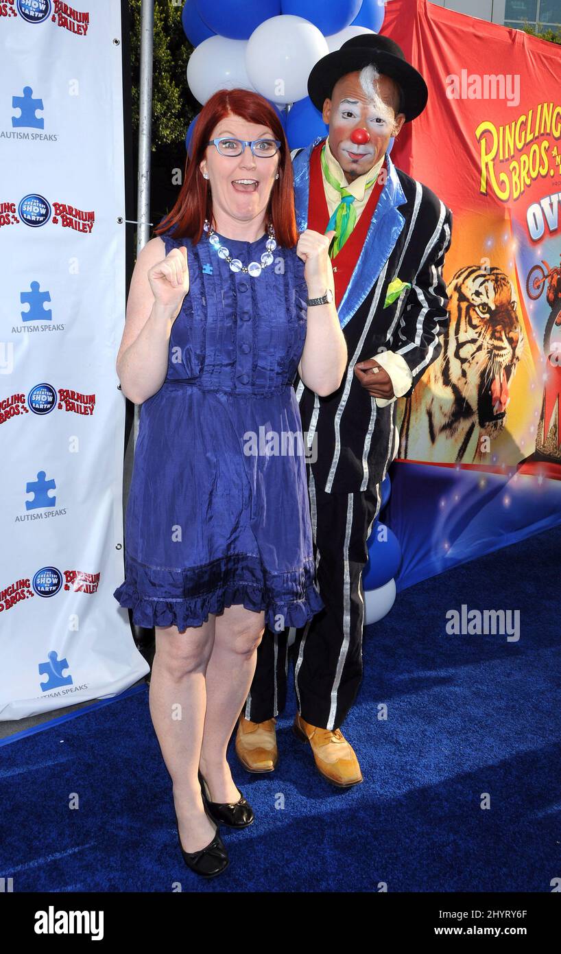 Kate Flannery arrives at the opening night performance of Ringling Bros. show 'Over The Top', at the Staples Centre in Los Angeles. The Autism Speaks organization has partnered with Ringling Bros. and celebrities to increase the awareness about autism and to raise funds for autism research. Stock Photo