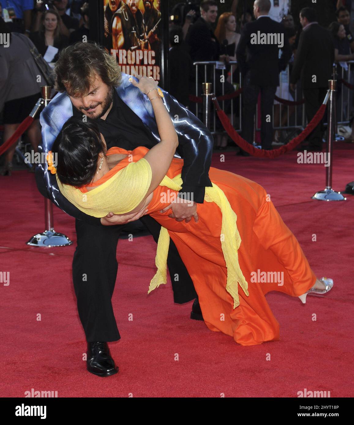 Jack Black and wife Tanya at the 'Tropic Thunder' Los Angeles Premiere held at the Mann Village Theatre in Westwood, CA. Stock Photo