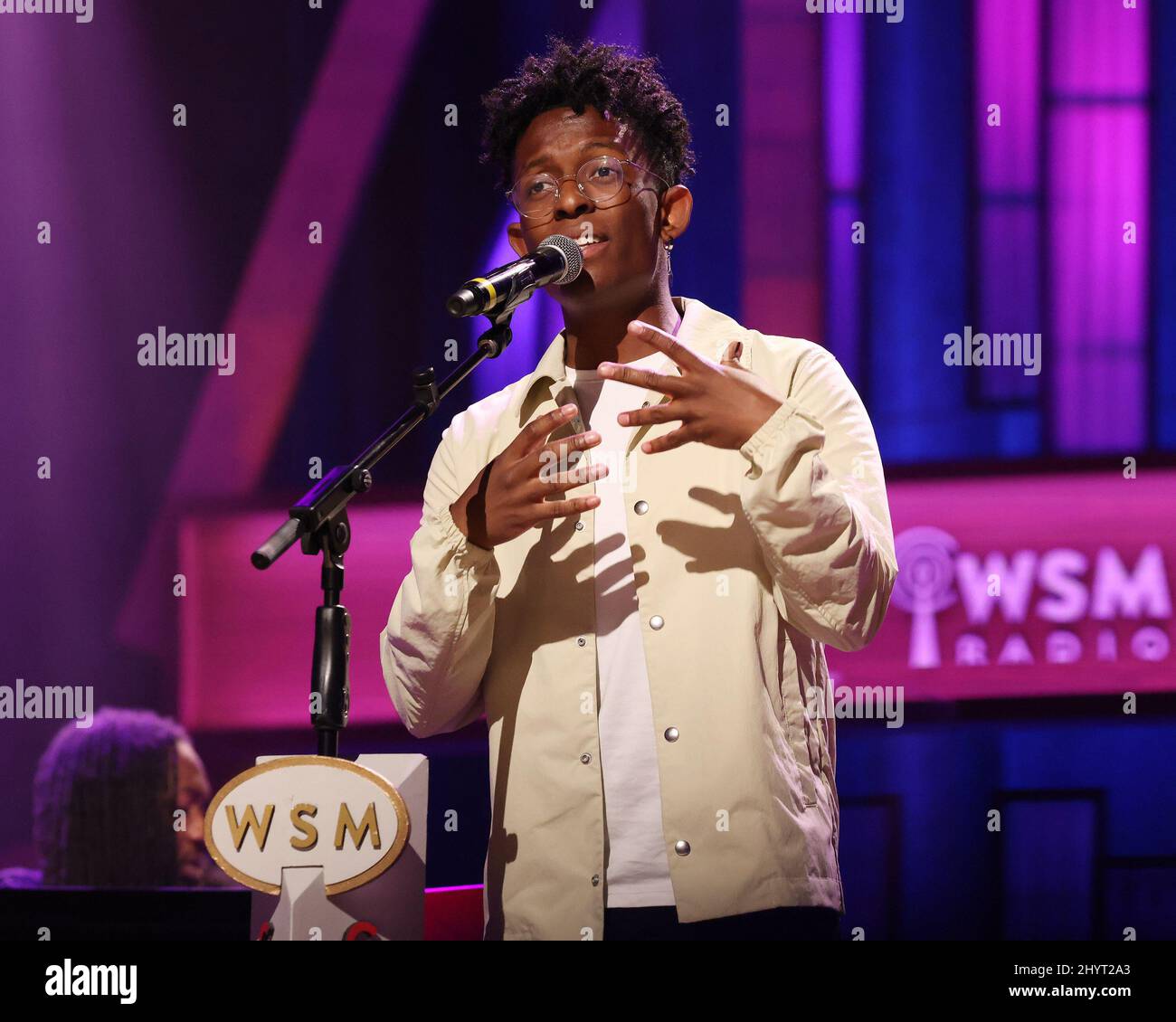 BRELAND performing onstage at Loretta Lynn's Friends: Hometown Rising benefit concert with proceeds benefiting the United Way of Humphreys County on September 13, 2021 in Nashville, TN. Stock Photo