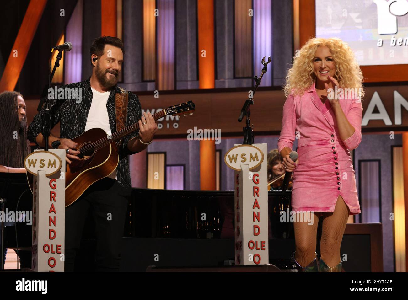 Jimi Westbrook and Kimberly Schlapman of Little Big Town performing onstage at Loretta Lynn's Friends: Hometown Rising benefit concert with proceeds benefiting the United Way of Humphreys County on September 13, 2021 in Nashville, TN. Stock Photo