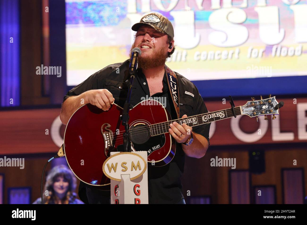 Luke Combs performing onstage at Loretta Lynn's Friends: Hometown Rising benefit concert with proceeds benefiting the United Way of Humphreys County on September 13, 2021 in Nashville, TN. Stock Photo