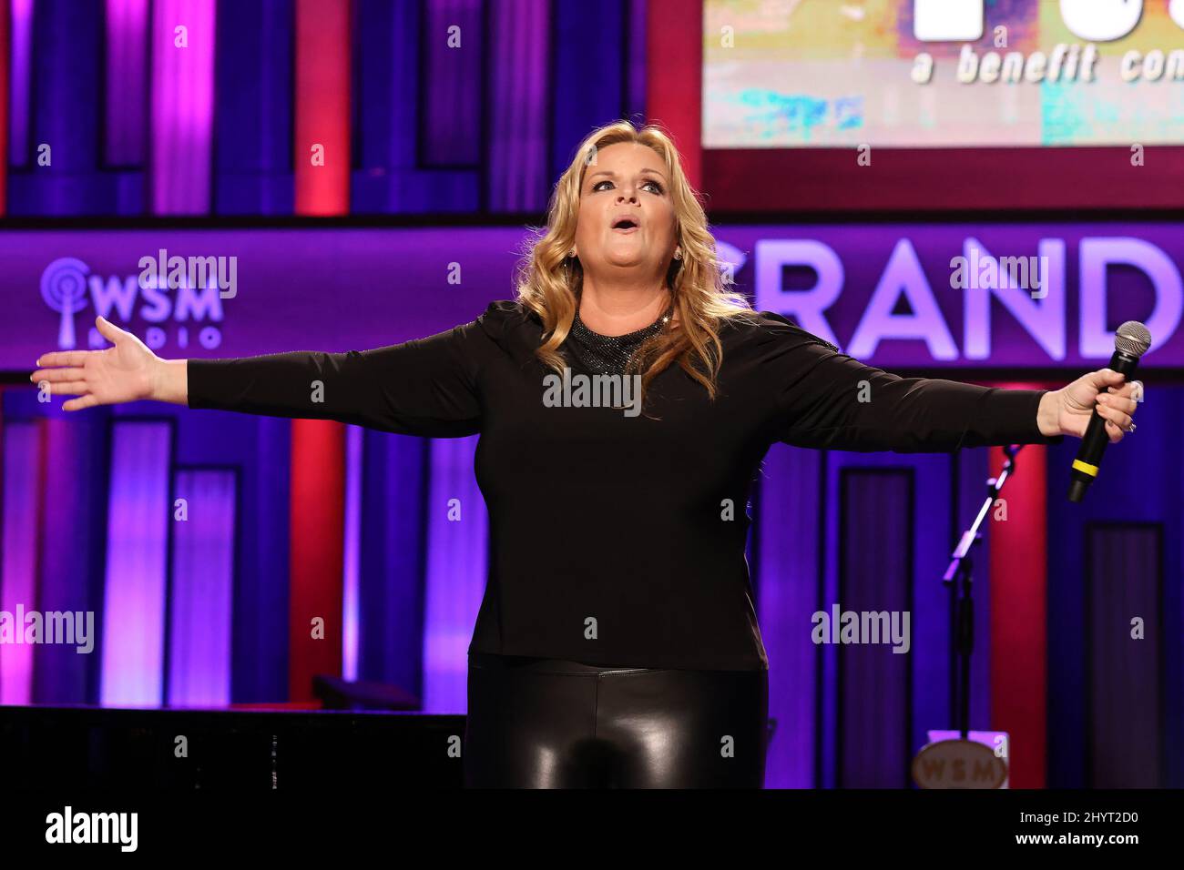 Trisha Yearwood performing onstage at Loretta Lynn's Friends: Hometown Rising benefit concert with proceeds benefiting the United Way of Humphreys County on September 13, 2021 in Nashville, TN. Stock Photo