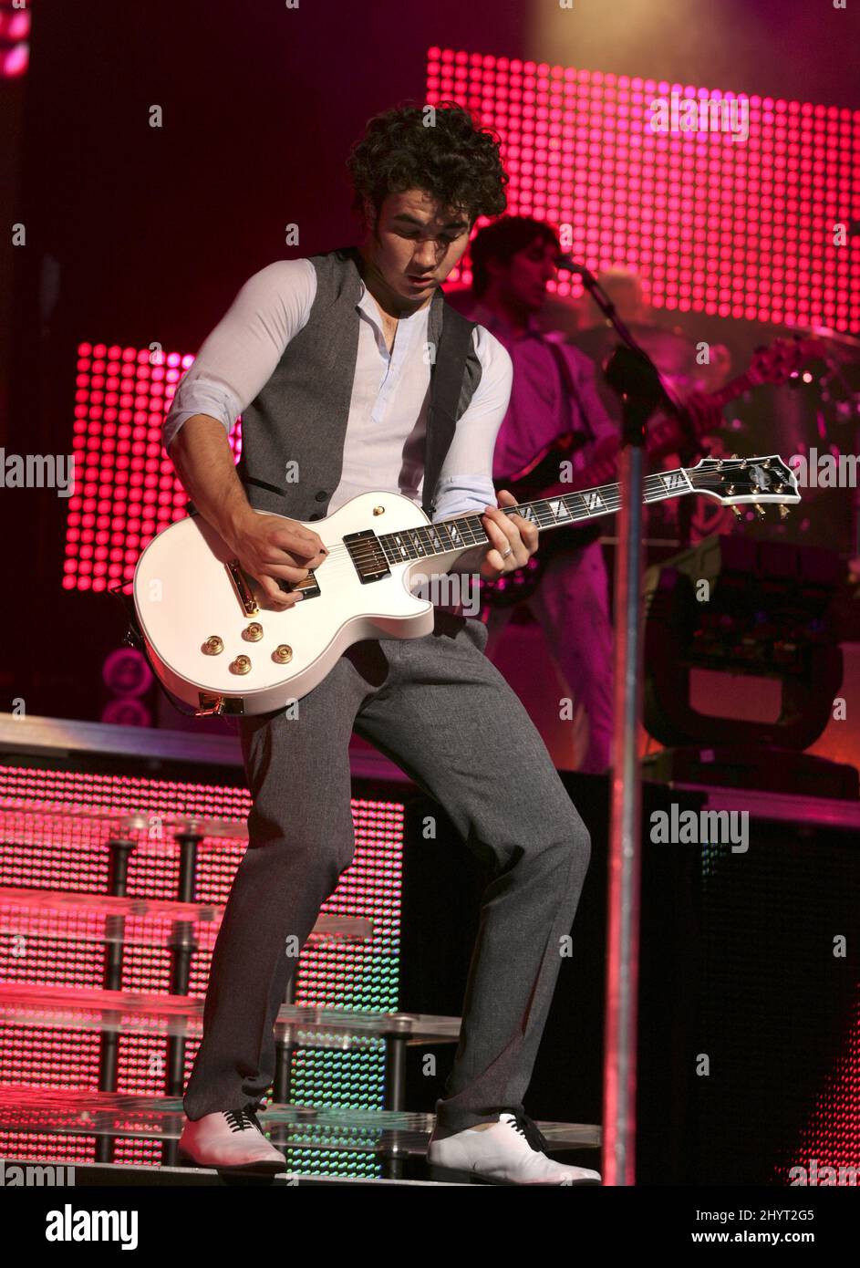 Kevin Jonas of the Jonas Brothers performs live on stage during their