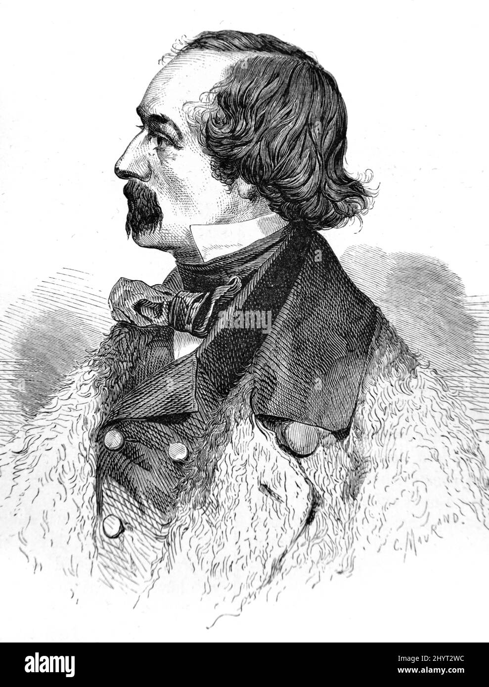 Portrait of Elisha Kent Kane (1820-1857) American Explorer and Medical Officer in United States Navy. Participant in two Grinnell Arctic Expeditions in search of Sir John Frankiln's Lost Expedition. Vintage Illustration or Engraving 1860. Stock Photo