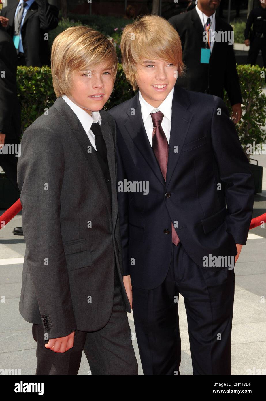 Dylan Sprouse and Cole Sprouse arriving at the 60th Primetime Creative Arts Emmy Awards held at the Nokia Theatre, Los Angeles. Stock Photo