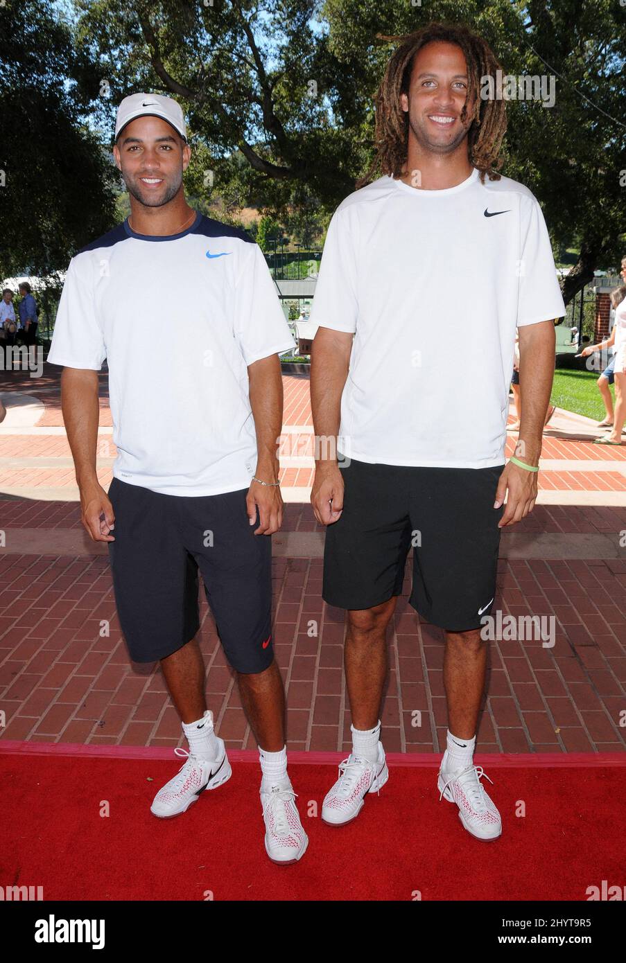 James Blake and Thomas Blake at the Bryan Brothers' All-Star Tennis Smash, at the Sherwood Country Club, Thousand Oaks, CA. Stock Photo