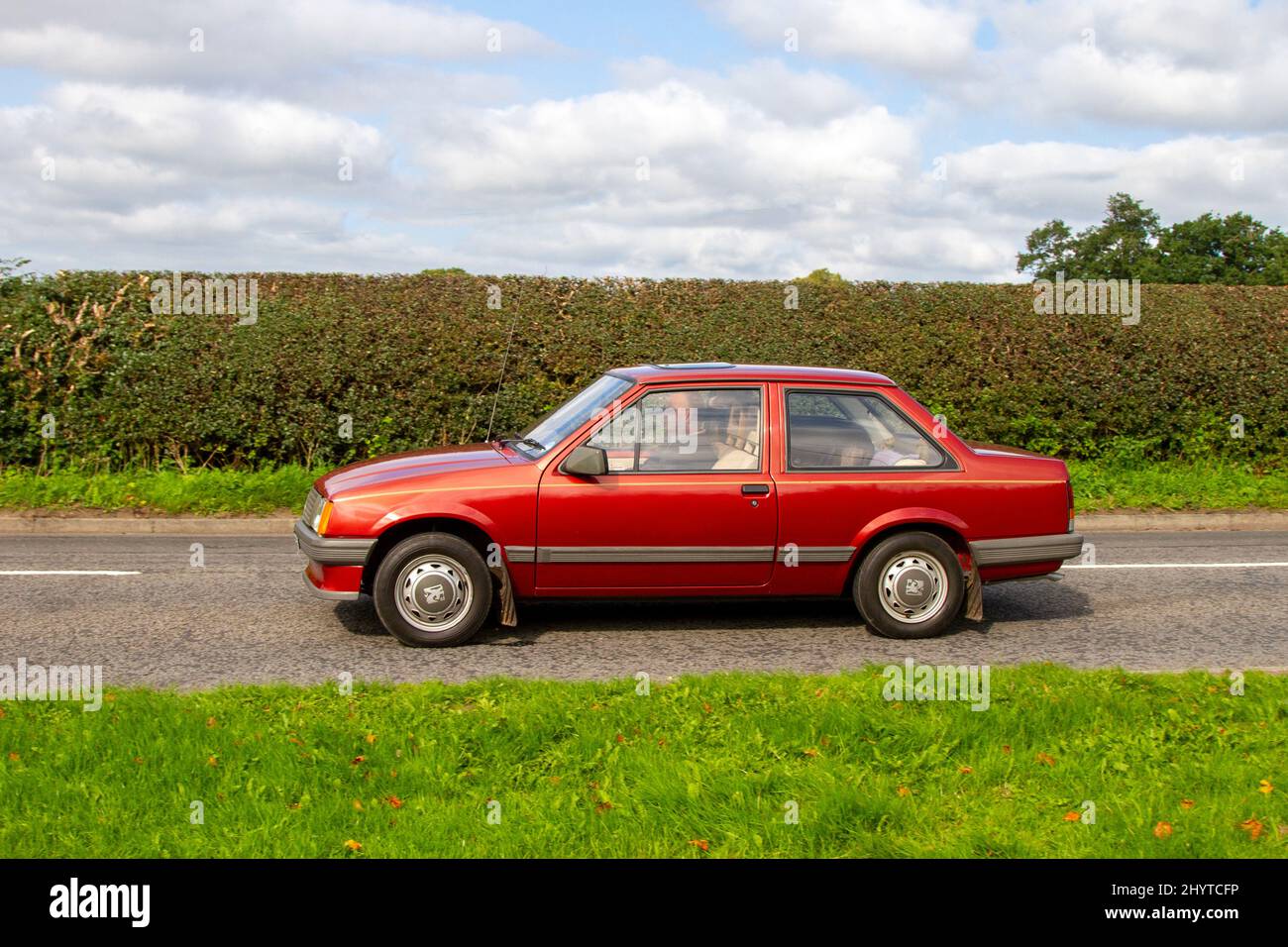1985 80s eighties red Vauxhall Nova 1.2L 2dr 1196cc petrol saloon; en ...