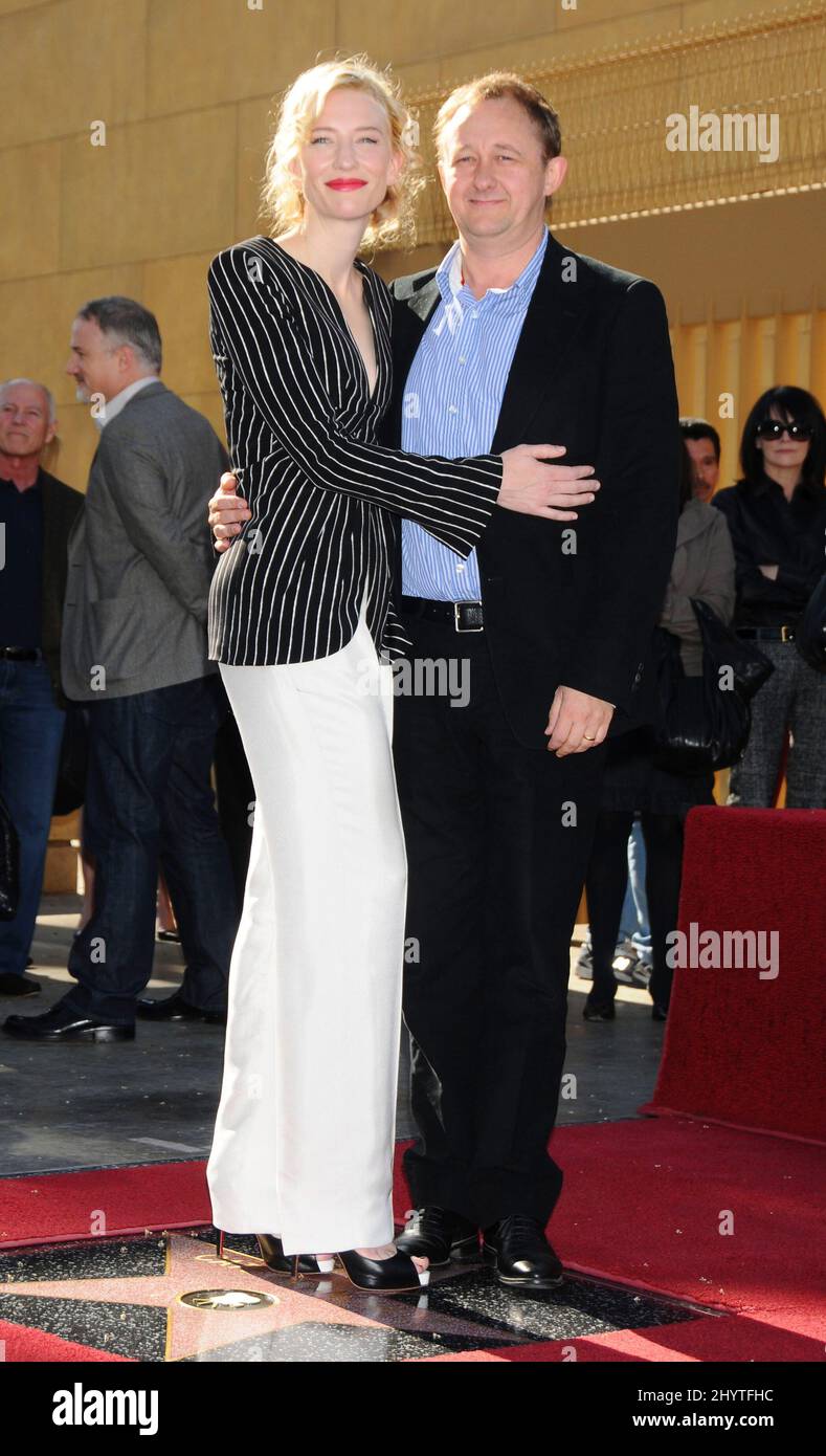 Cate Blanchett and husband Andrew Upton as she is honored with the 2,376th Star on The Hollywood Walk of Fame in front of the Egyptian Theatre in Los Angeles. Stock Photo