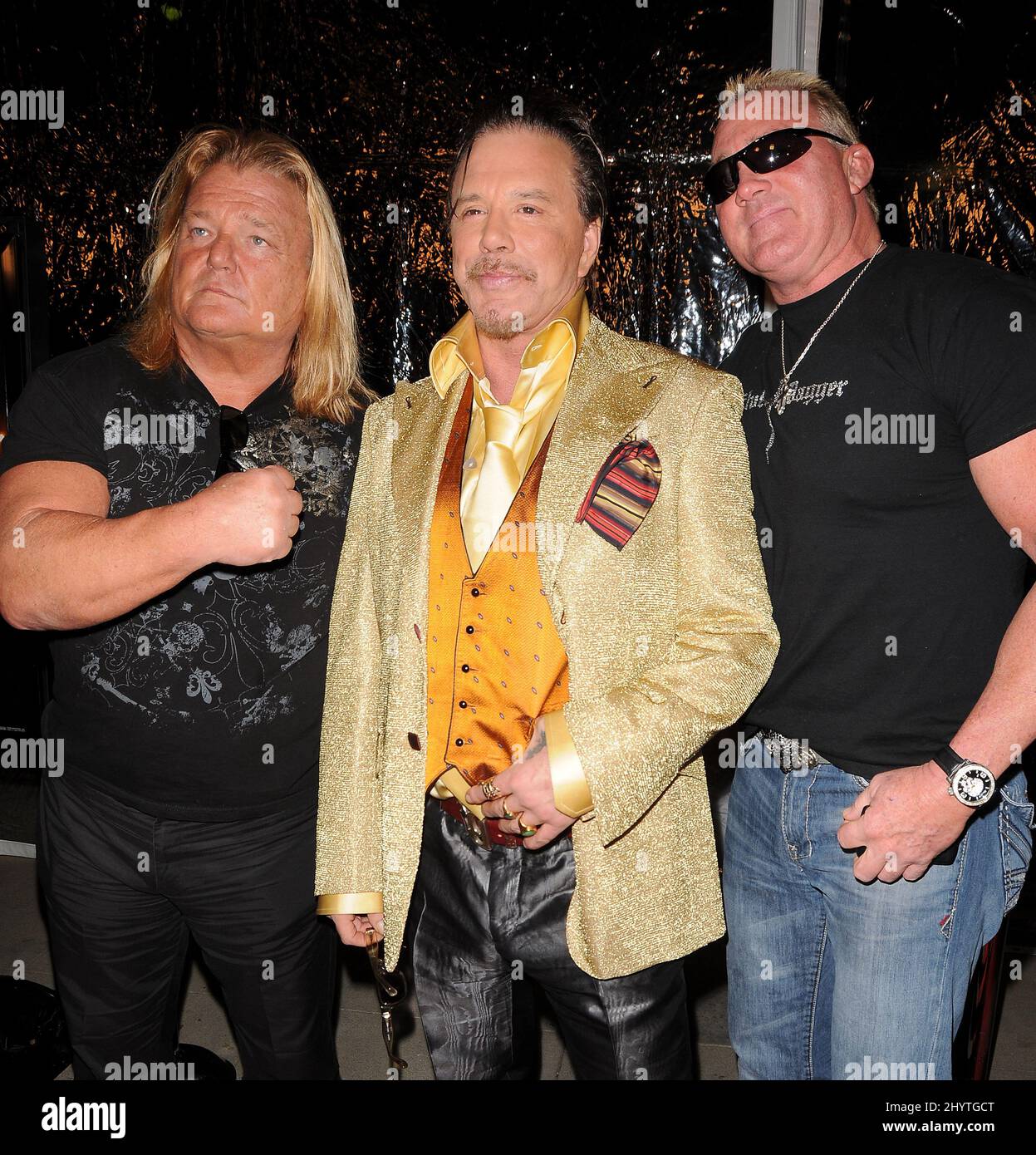 Greg 'The Hammer' Valentine, Mickey Rourke and Brutus Beefcake at The Wrestler Los Angeles Premiere held at The Academy Theatre in Beverly Hills, CA. Stock Photo