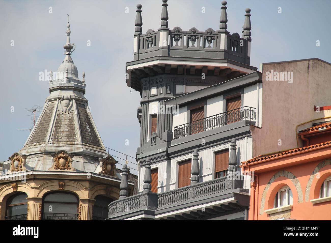 Details of beautiful buildings in Bilbao, Spain Stock Photo - Alamy